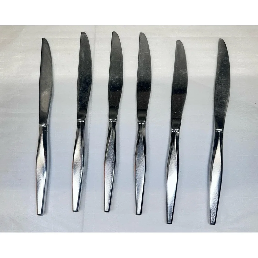 Oneida WINDRIFT Stainless Wm A Rogers Premier Burnished  Dinner Knives Lot of 6